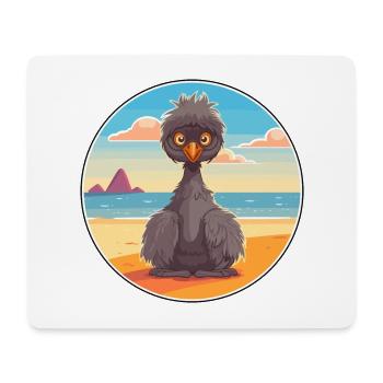 Emu Cartoon Yoga Beach Summer Illustration - Mouse Pad (horizontal) - white - Front