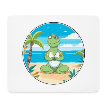 Iguana Cartoon Yoga Beach Summer Illustration - Mouse Pad (horizontal) - white - Front