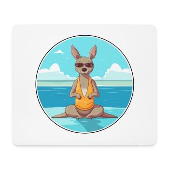 Kangourou Cartoon Yoga plage Illustration d’été - Tapis de souris (format paysage) - blanc - Devant