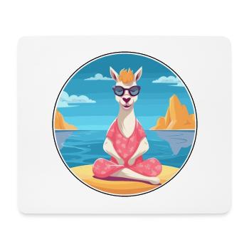 Lama Cartoon Yoga Strand Sommer Illustration - Mousepad (Querformat) - Weiß - Vorne