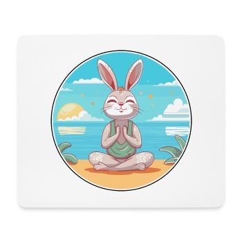 Kaninchen Cartoon Yoga Strand Sommer Illustration - Mousepad (Querformat) - Weiß - Vorne