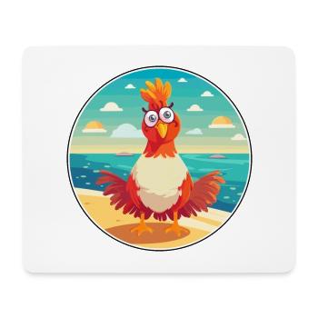Rooster Cartoon Yoga Beach Summer Illustration - Mouse Pad (horizontal) - white - Front
