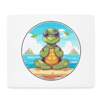 Turtle Cartoon Yoga Beach Summer Illustration - Mouse Pad (horizontal) - white - Front