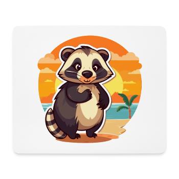 Blaireau drôle dessin animé Kawaii plage Illustration - Tapis de souris (format paysage) - blanc - Devant