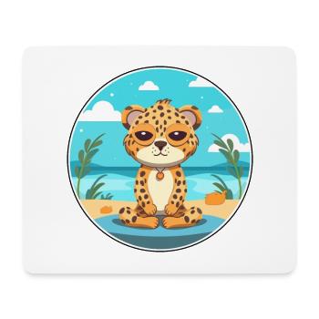 Leopard Cartoon Yoga Strand Sommer Illustration - Mousepad (Querformat) - Weiß - Vorne
