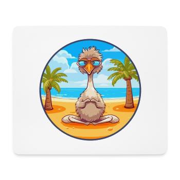 Ostrich Cartoon Yoga Beach Summer Illustration - Mouse Pad (horizontal) - white - Front