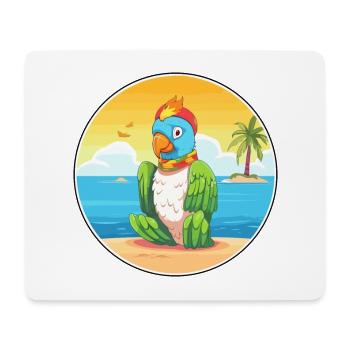Papageien-Karikatur-Yoga-Strand-Sommer-Illustration - Mousepad (Querformat) - Weiß - Vorne