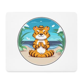 Tiger Cartoon Yoga Strand Sommer Illustration - Mousepad (Querformat) - Weiß - Vorne