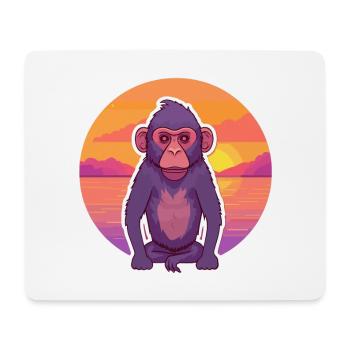 Baboon Funny Cartoon Kawaii Beach Illustration - Mouse Pad (horizontal) - white - Front