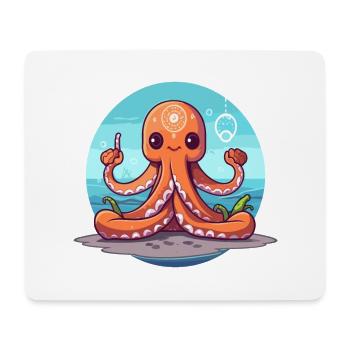 Oktopus-Cartoon-Yoga-Strand-Sommer-Illustration - Mousepad (Querformat) - Weiß - Vorne