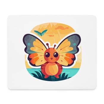 Schmetterling, lustige Cartoon-Kawaii-Strand-Illustration - Mousepad (Querformat) - Weiß - Vorne