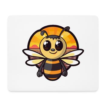 Bee Funny Cartoon Kawaii Beach Illustration - Mouse Pad (horizontal) - white - Front