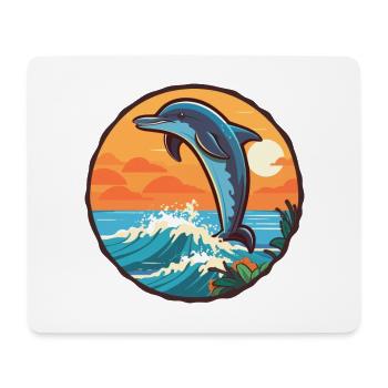 Delfin Lustige Karikatur Kawaii Strand Illustration - Mousepad (Querformat) - Weiß - Vorne