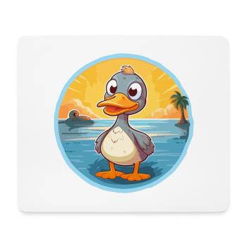 Duck Funny Cartoon Kawaii Beach Illustration - Mouse Pad (horizontal) - white - Front