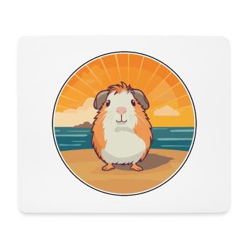 Guinea Pig Funny Cartoon Kawaii Beach Illustration - Mouse Pad (horizontal) - white - Front