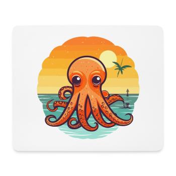 Oktopus Lustige Karikatur Kawaii Strand Illustration - Mousepad (Querformat) - Weiß - Vorne