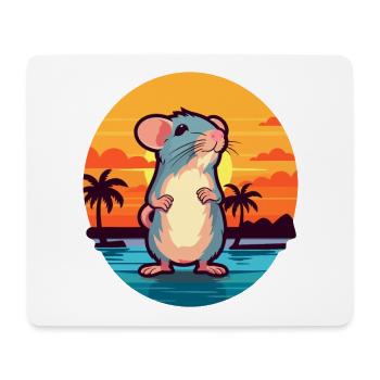 Rat Funny Cartoon Kawaii Beach Illustration - Mouse Pad (horizontal) - white - Front