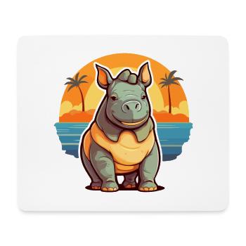 Nashorn Lustige Karikatur Kawaii Strand Illustration - Mousepad (Querformat) - Weiß - Vorne