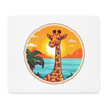 Lustige Cartoon-Kawaii-Strandillustration der Giraffe - Mousepad (Querformat) - Weiß - Vorne