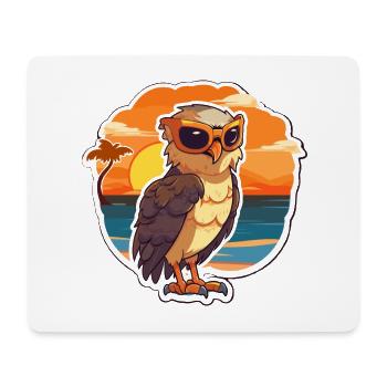 Hawk Lustige Karikatur Kawaii Strand Illustration - Mousepad (Querformat) - Weiß - Vorne