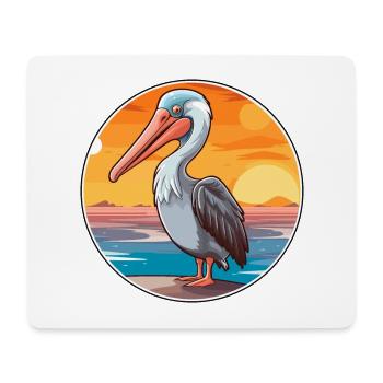 Pelican Funny Cartoon Kawaii Beach Illustration - Mouse Pad (horizontal) - white - Front