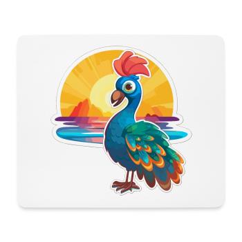 Peacock Funny Cartoon Kawaii Beach Illustration - Mouse Pad (horizontal) - white - Front
