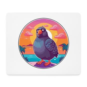 Pigeon drôle de dessin animé kawaii plage illustration - Tapis de souris (format paysage) - blanc - Devant