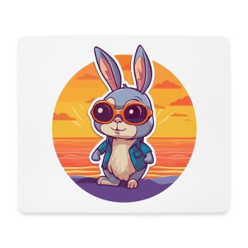 Lapin drôle de dessin animé kawaii plage illustration - Tapis de souris (format paysage) - blanc - Devant