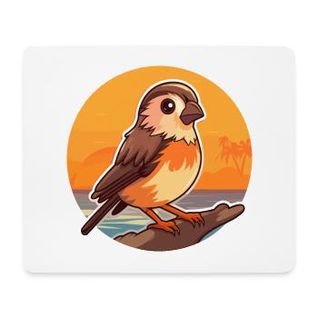 Sparrow Funny Cartoon Kawaii Beach Illustration - Mouse Pad (horizontal) - white - Front
