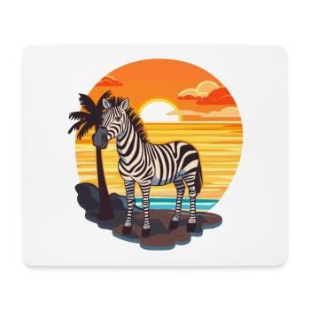 Zebra Funny Cartoon Kawaii Beach Illustration - Mouse Pad (horizontal) - white - Front