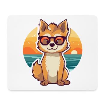 Wolf Lustige Karikatur Kawaii Strand Illustration - Mousepad (Querformat) - Weiß - Vorne