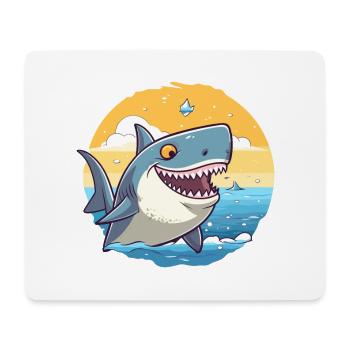 Shark Funny Cartoon Kawaii Beach Illustration - Mouse Pad (horizontal) - white - Front