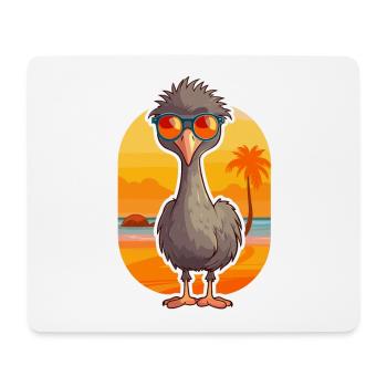 Emu Funny Cartoon Kawaii Beach Illustration - Mouse Pad (horizontal) - white - Front