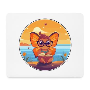 Butterfly Cute Funny Cartoon Kawaii Book Beach - Mouse Pad (horizontal) - white - Front