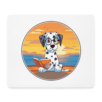 Dalmatiner Niedliche Lustige Karikatur Kawaii Buch Strand - Mousepad (Querformat) - Weiß - Vorne