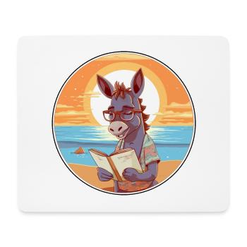 Esel Niedliche Lustige Karikatur Kawaii Buch Strand - Mousepad (Querformat) - Weiß - Vorne