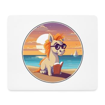 Pferd Niedlich Lustige Karikatur Kawaii Buch Strand - Mousepad (Querformat) - Weiß - Vorne