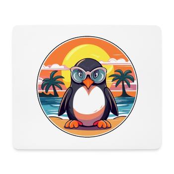 Pinguin-niedlicher lustiger Cartoon Kawaii-Buch-Strand - Mousepad (Querformat) - Weiß - Vorne