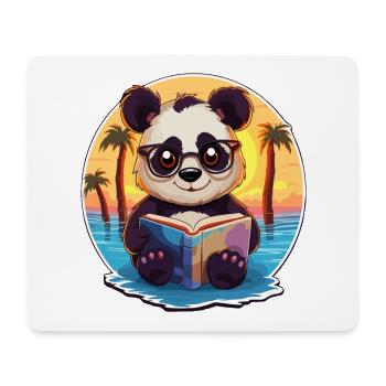 Panda Mignon Drôle Dessin Animé Kawaii Livre Plage - Tapis de souris (format paysage) - blanc - Devant