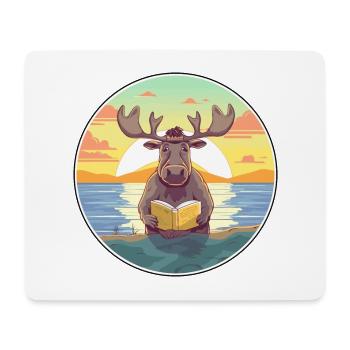 Elch Niedliche Lustige Karikatur Kawaii Buch Strand - Mousepad (Querformat) - Weiß - Vorne