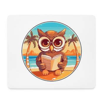 Eule Niedliche Lustige Karikatur Kawaii Buch Strand - Mousepad (Querformat) - Weiß - Vorne