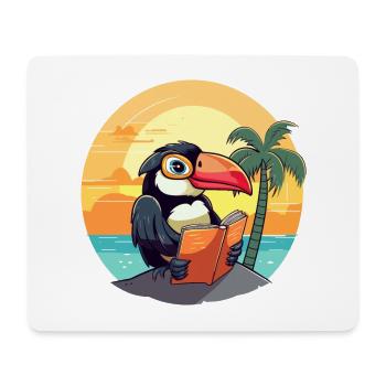 Tukan-niedlicher lustiger Cartoon-Kawaii-Buchstrand - Mousepad (Querformat) - Weiß - Vorne