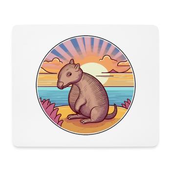 Armadillo Watercolor Cartoon Kawaii Clipart Animal - Mouse Pad (horizontal) - white - Front