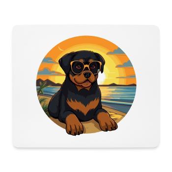 Rottweiler Hund Lustige Karikatur Kawaii Buch Strand - Mousepad (Querformat) - Weiß - Vorne