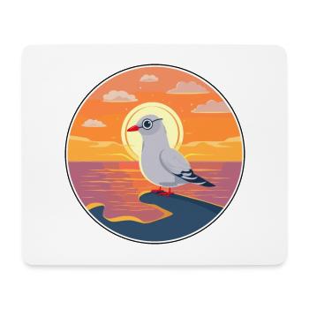 Seagull Cute Funny Cartoon Kawaii Book Beach - Mouse Pad (horizontal) - white - Front