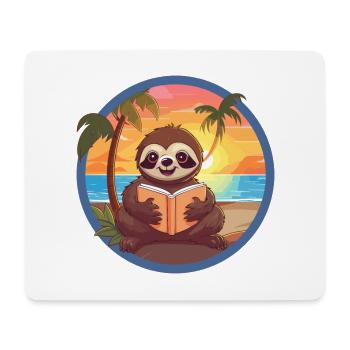 Faultier, niedlich, lustig, Cartoon, Kawaii, Buch, Strand - Mousepad (Querformat) - Weiß - Vorne