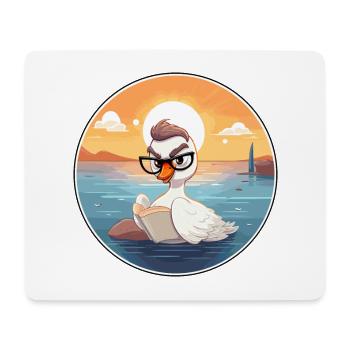 Cygne Mignon Dessin Animé Drôle Kawaii Livre Plage - Tapis de souris (format paysage) - blanc - Devant