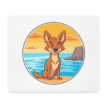 Coyote aquarelle dessin animé Kawaii Clipart Animal - Tapis de souris (format paysage) - blanc - Devant