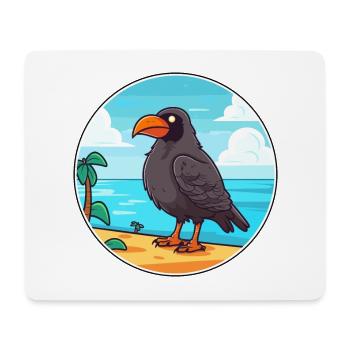Crow Watercolor Cartoon Kawaii Clipart Animal - Mouse Pad (horizontal) - white - Front