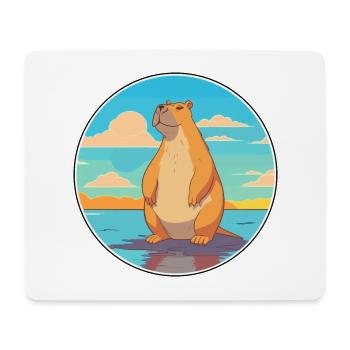 Capybara Watercolor Cartoon Kawaii Clipart Animal - Mouse Pad (horizontal) - white - Front
